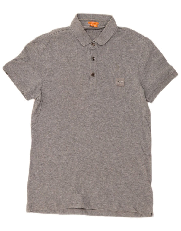 Hugo Boss Mens Slim Fit Polo Shirt Small Grey Cotton