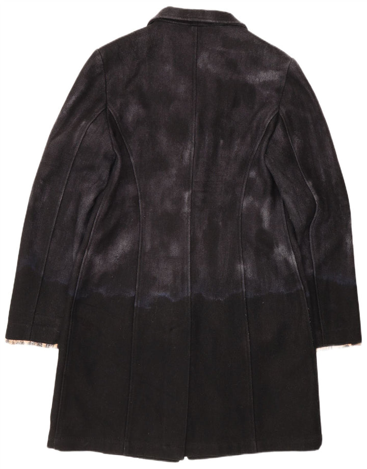 Moschino Womens Overcoat UK 14 Medium Black Colourblock Wool