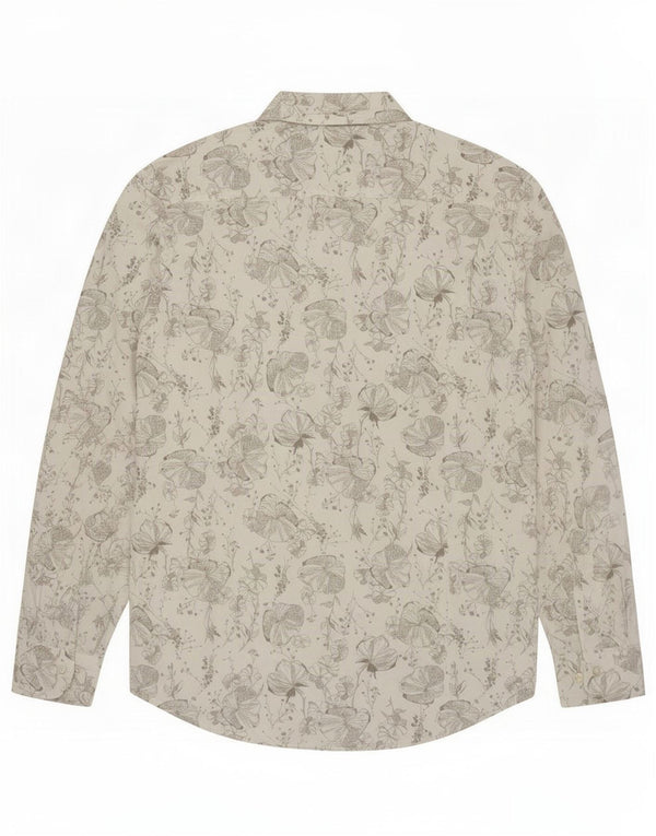 Sisley Mens Shirt Size 41 16 Large White Floral Cotton