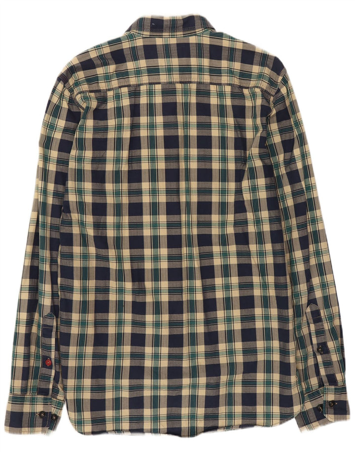 JACK & JONES Mens Flannel Shirt Medium Navy Blue Check Cotton