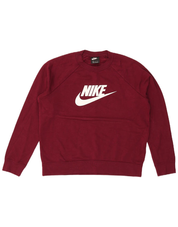 Nike Womens Graphic Sweatshirt Jumper UK 16 Large Burgundy Cotton