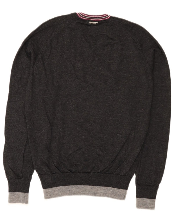 Fred Mello Womens Graphic V-Neck Jumper Sweater UK 10 Small Grey