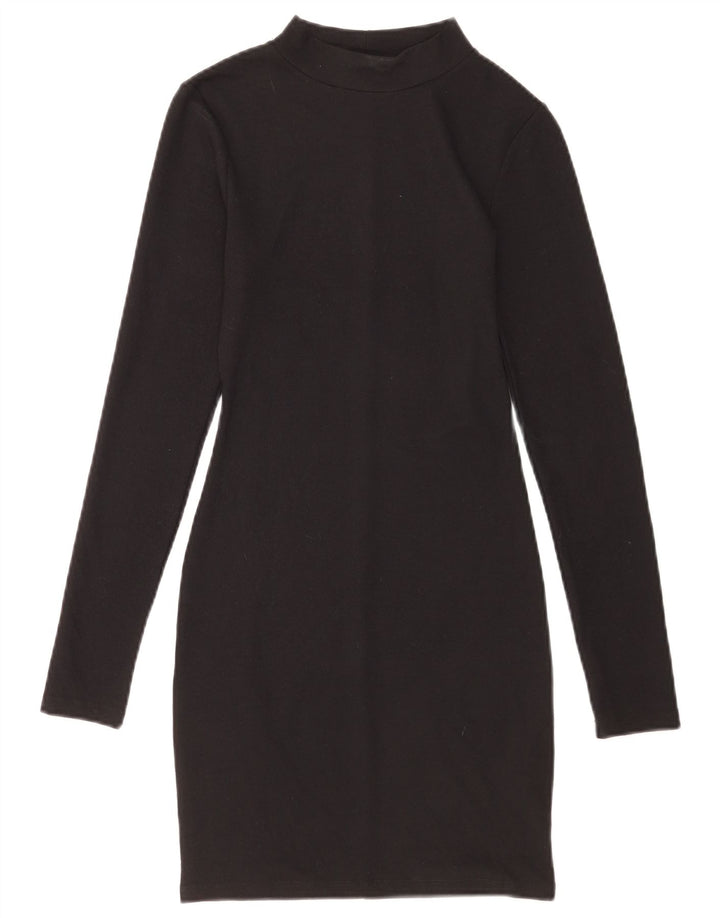 Zara Womens Long Sleeve Sheath Dress UK 8 Small Black Polyester