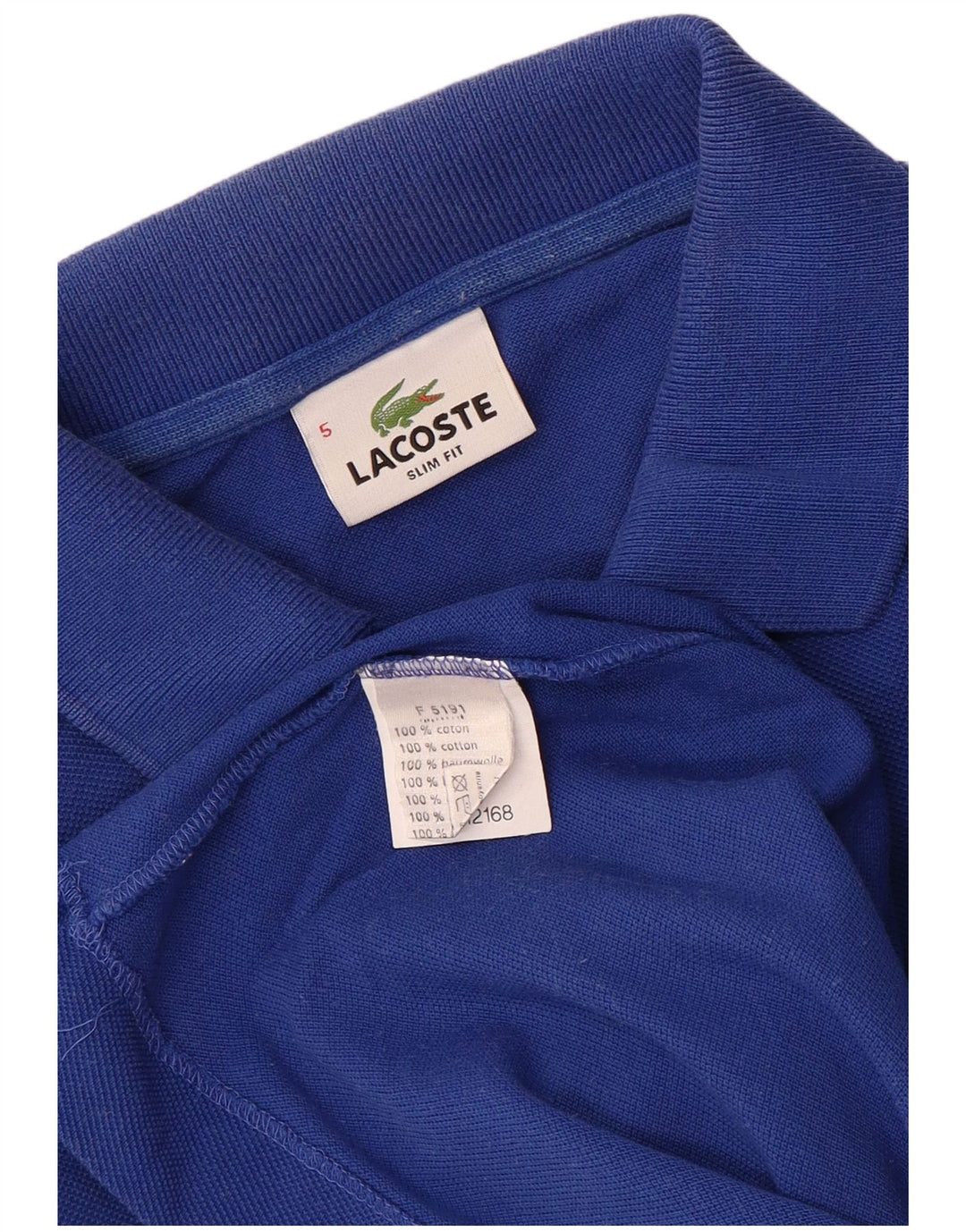 LACOSTE Mens Slim Fit Polo Shirt Size 5 Large Blue Cotton