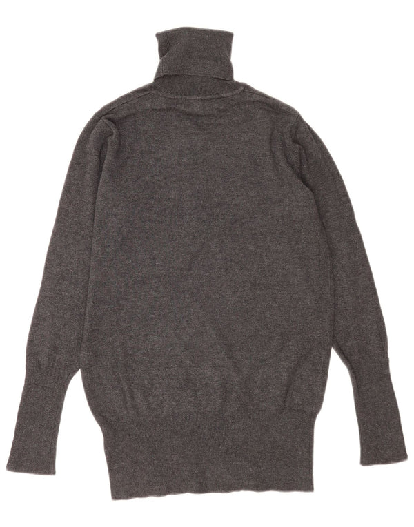 Zara Womens Roll Neck Jumper Sweater UK 12 Medium Grey Rayon