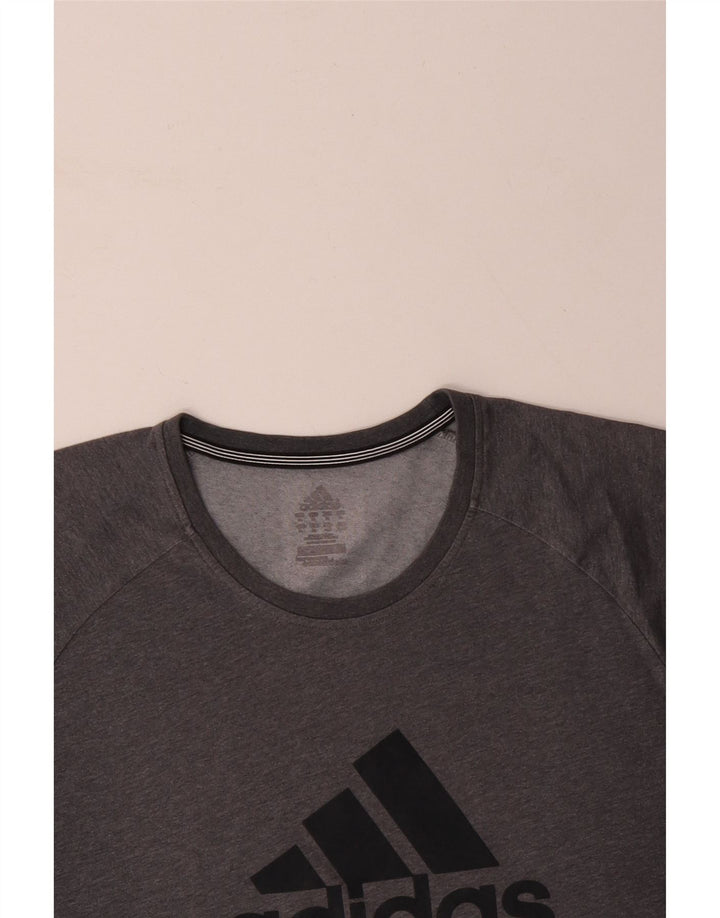 ADIDAS Mens Climalite Graphic T-Shirt Top XL Grey Polyester