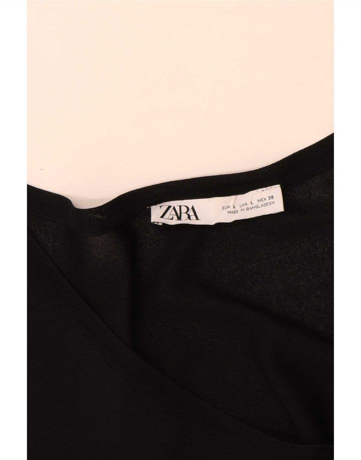 Zara Womens Oversized T-Shirt Top UK 16 Large Black