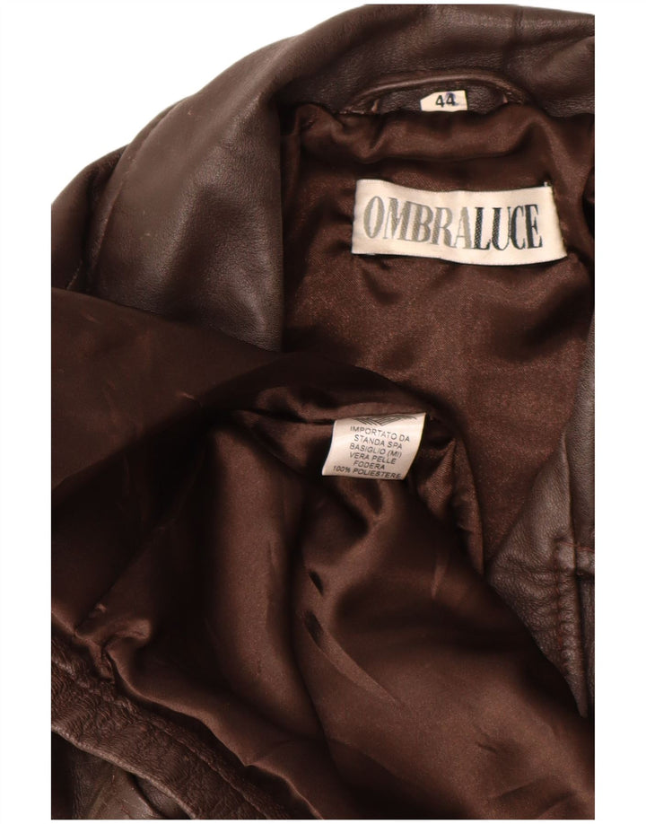 Ombraluce Womens Oversized Leather Coat IT 44 Medium Brown