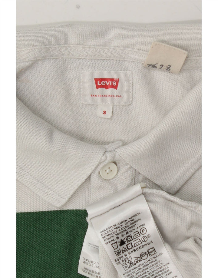 LEVI'S Mens Polo Shirt Small White Colourblock Cotton