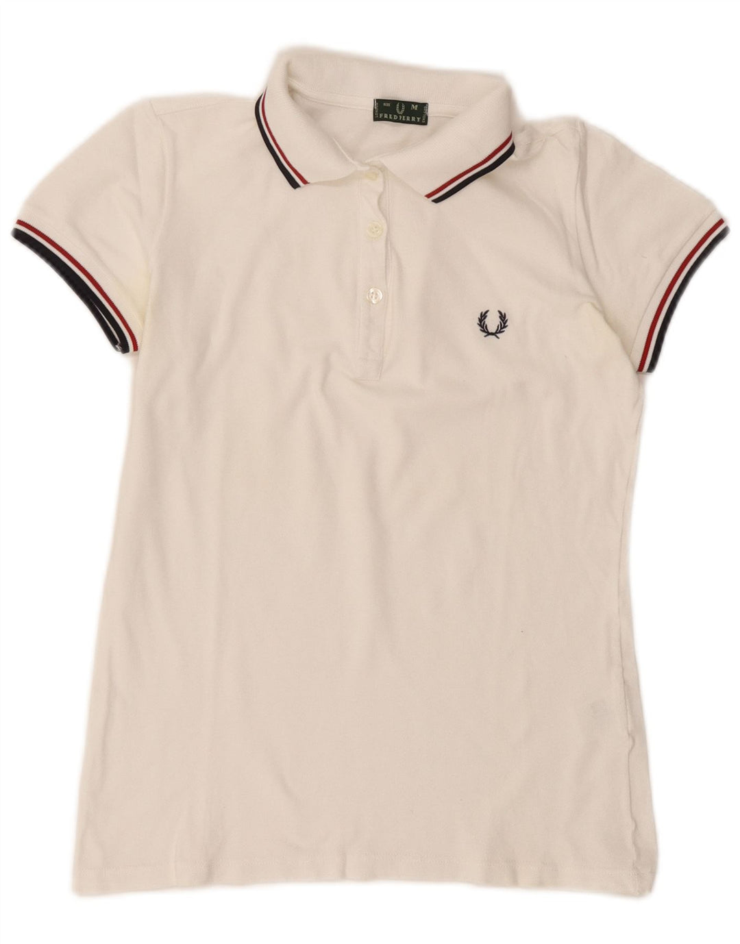 Fred Perry Womens Polo Shirt UK 14 Medium White Cotton
