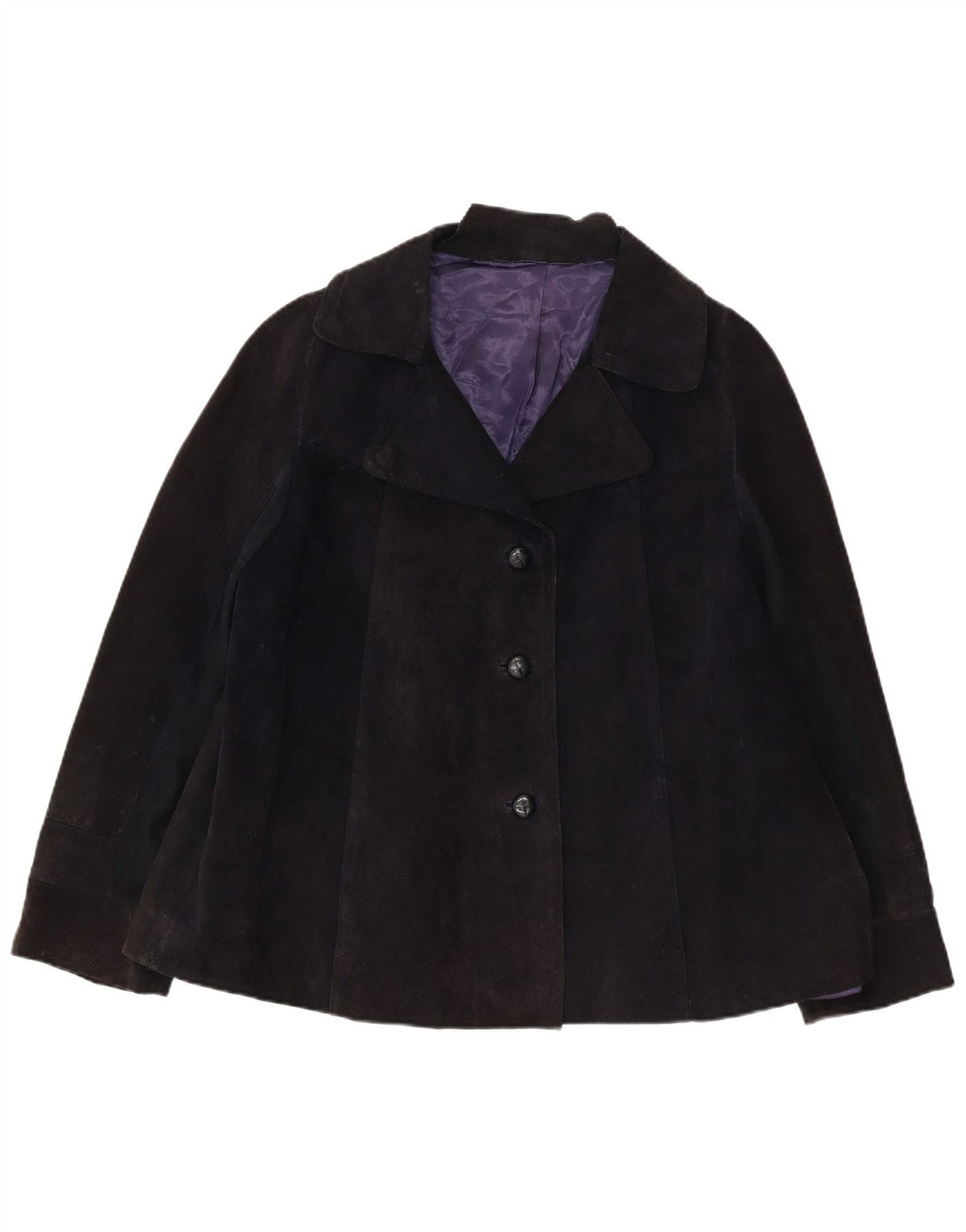 Vintage Womens 3 Button Suede Blazer Jacket UK 16 Large Navy Blue