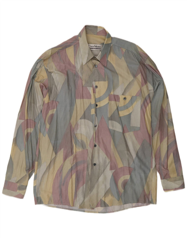 CASA MODA Mens Abstract Pattern Shirt Size 40 Medium Multicoloured Viscose