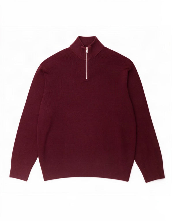 Marks & Spencer Mens Zip Neck Jumper Sweater 3XL Burgundy Polyester