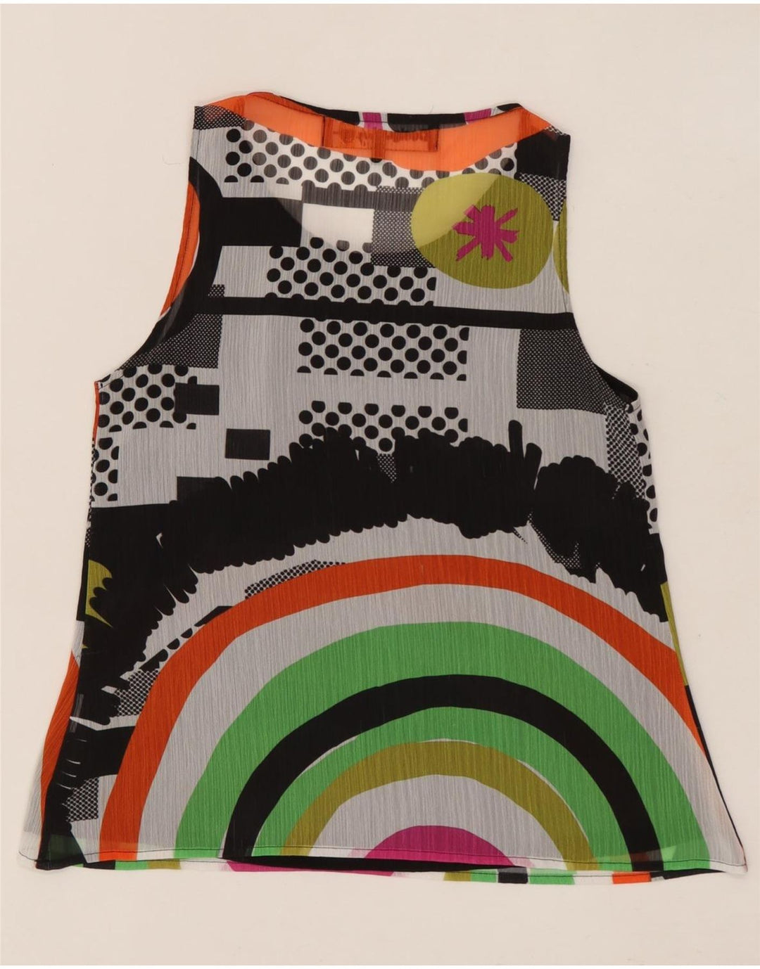 DESIGUAL Womens Graphic Blouse Top UK 6 XS Multicoloured Geometric