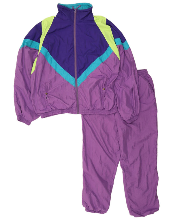 Vintage Mens Loose Fit Full Tracksuit IT 50 Medium Purple Colourblock