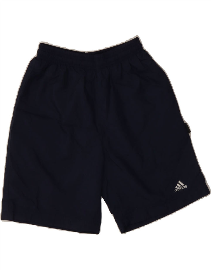 ADIDAS Boys Sport Shorts 9-10 Years  Navy Blue Polyester Vintage Adidas and Second-Hand Adidas from Messina Hembry 