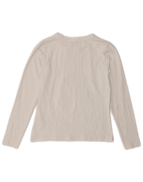 PATRIZIA PEPE Girls Graphic Top Long Sleeve 7-8 Years XL White Cotton