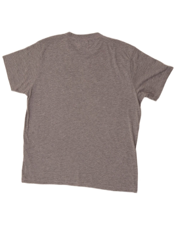 Bear Mens Graphic T-Shirt Top XL Grey Flecked Polyester