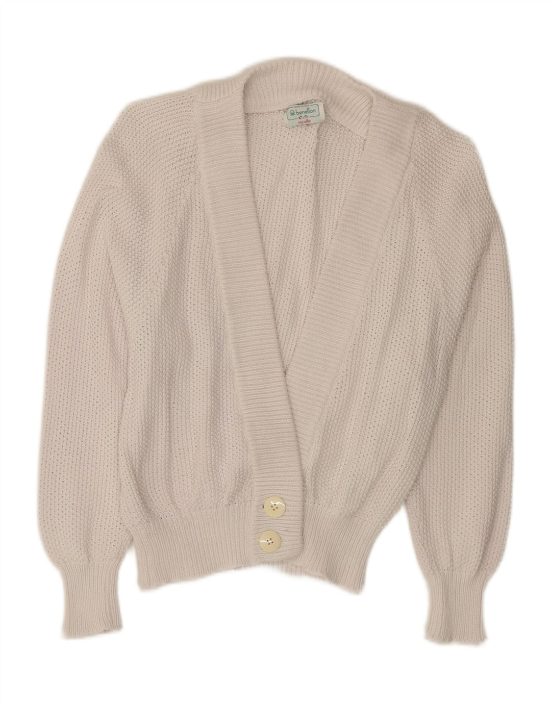 BENETTON Womens Cardigan Sweater UK 10 Small White Cotton