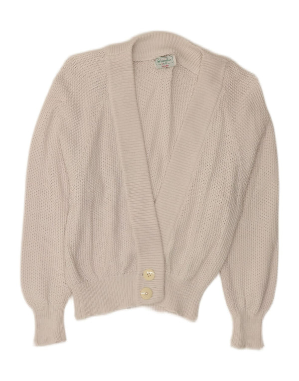 BENETTON Womens Cardigan Sweater UK 10 Small White Cotton