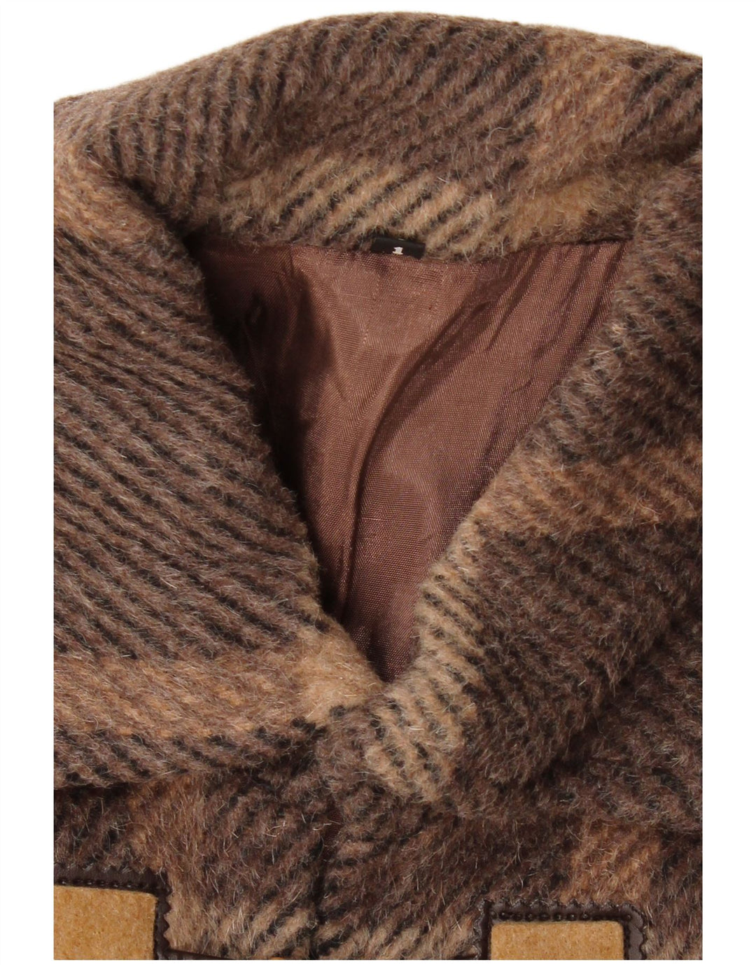 VINTAGE Womens Duffle Coat US 1 XS Brown Check Wool