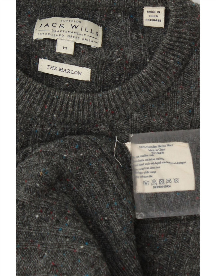 Jack Wills Mens The Marlow Crew Neck Jumper Sweater Medium Grey Flecked