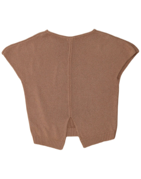 MINT VELVET Womens Short Sleeve Boat Neck Jumper Sweater UK 12 Medium Beige