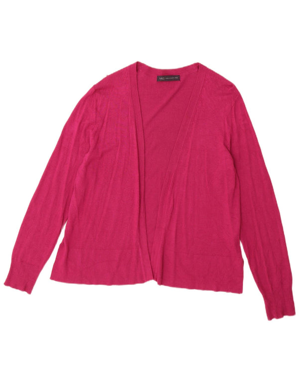 Marks & Spencer Womens Open Cardigan Sweater UK 12 Medium Pink Viscose