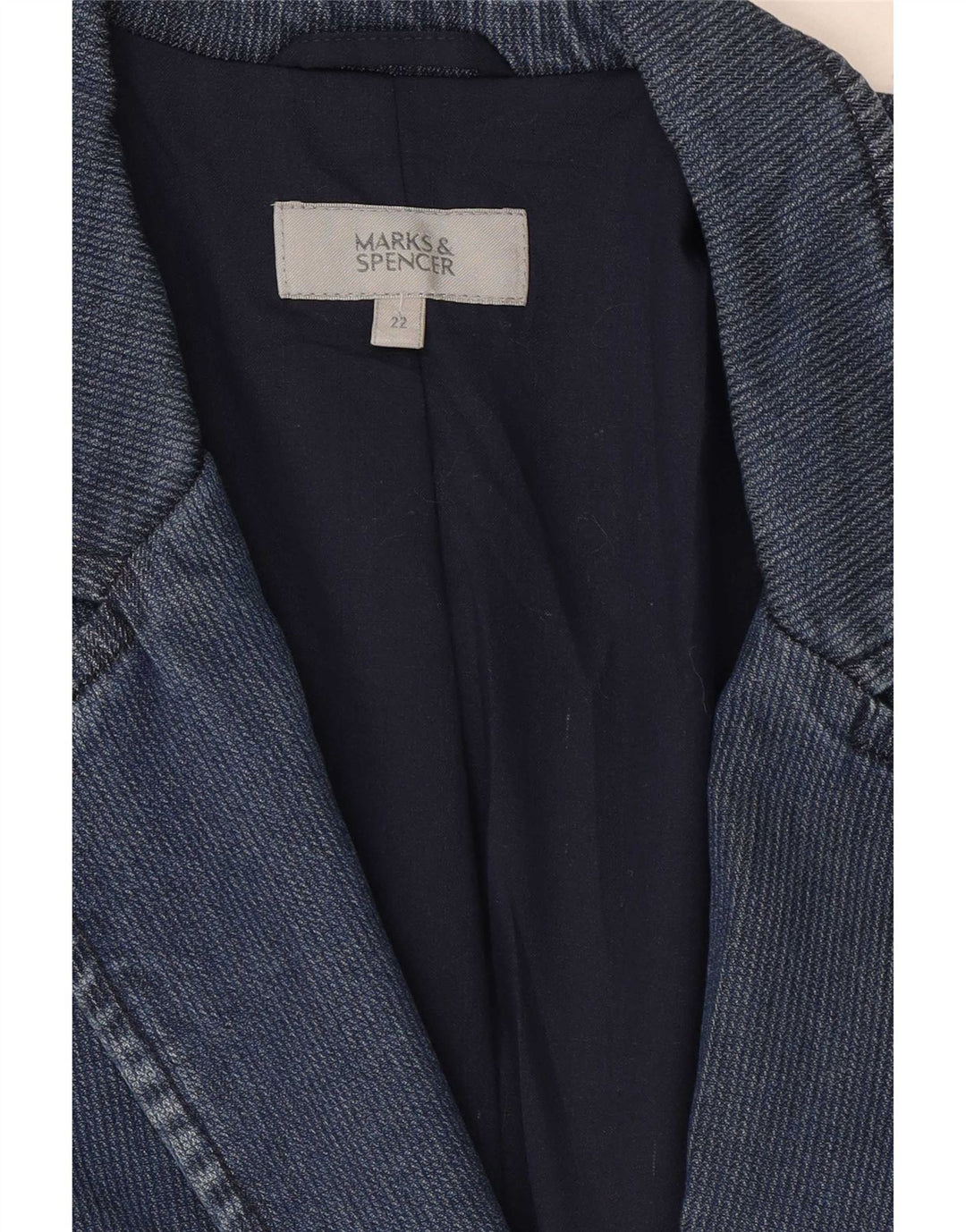 Marks & Spencer Womens 2 Button Blazer Jacket UK 22 3XL Navy Blue Lyocell