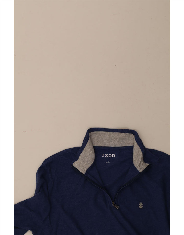 IZOD Mens Zip Neck Top Long Sleeve Large Blue Cotton Vintage Izod and Second-Hand Izod from Messina Hembry 