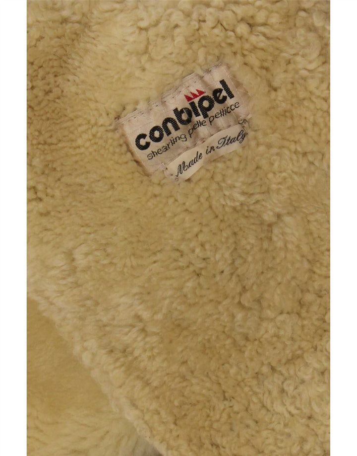 Conbipel Womens Hooded Shearling Jacket UK 16 Large Beige