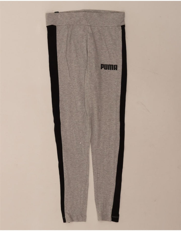 Puma Womens Leggings UK 14 Medium  Grey Colourblock