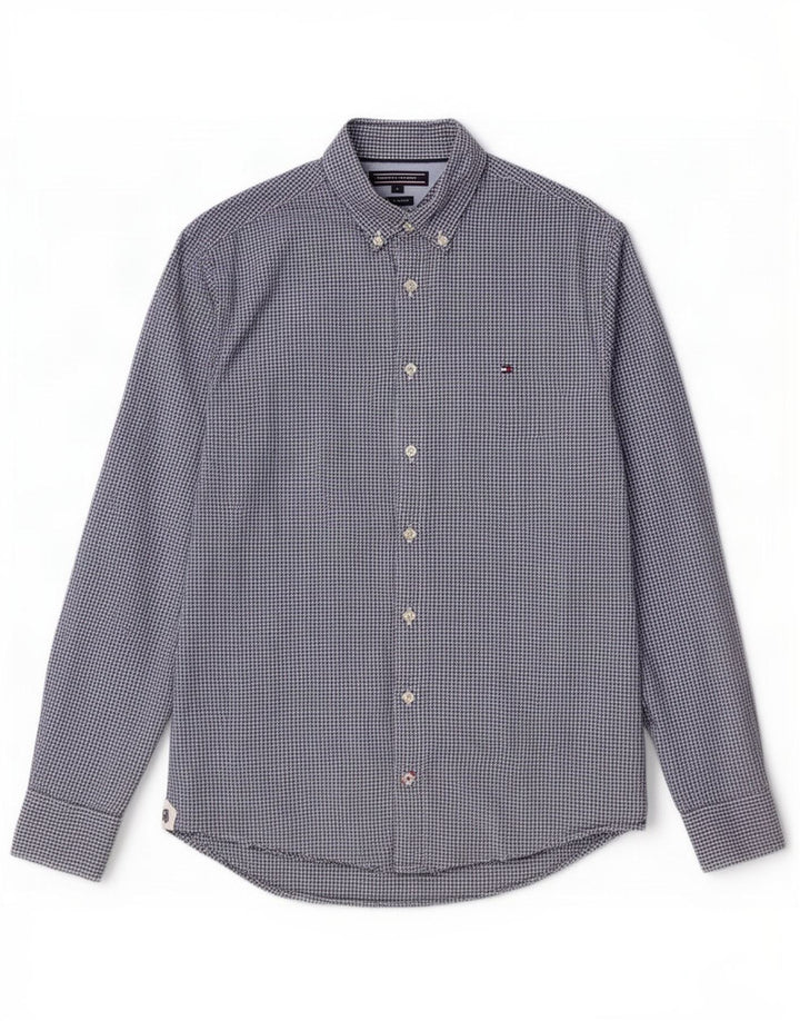 Tommy Hilfiger Mens Shirt Small Navy Blue Gingham Cotton