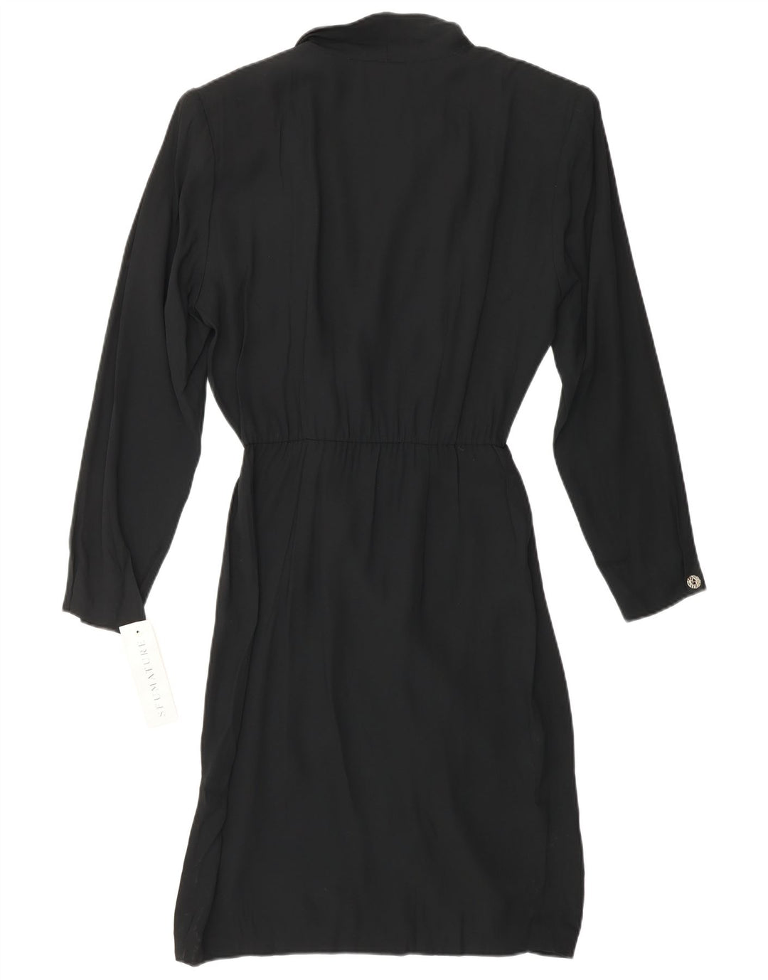 VINTAGE Womens Long Sleeve Wrap Dress IT 42 Medium Black Viscose