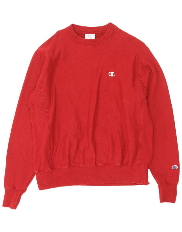 Champion Mens Reverse Weave Sweatshirt Jumper Medium Red Cotton