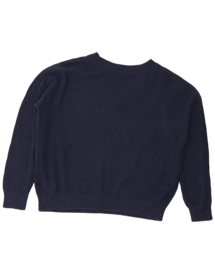 Marks & Spencer Womens V-Neck Jumper Sweater UK 14 Medium Navy Blue