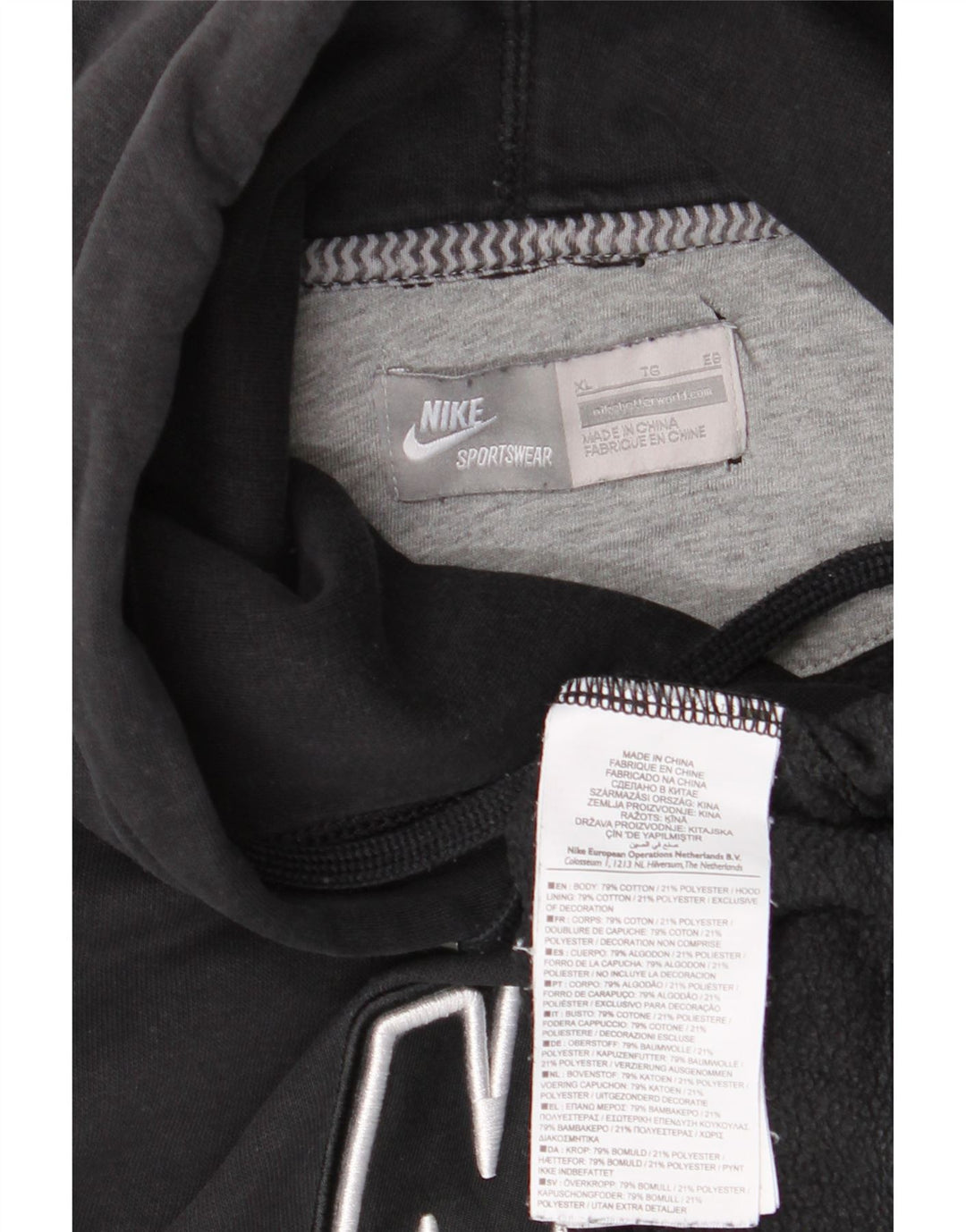 NIKE Womens Graphic Oversized Hoodie Jumper UK 18 XL Black Cotton