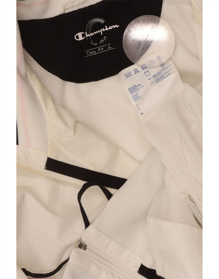 CHAMPION Womens Easy Fit Tracksuit Top Jacket UK 16 Large White Polyester