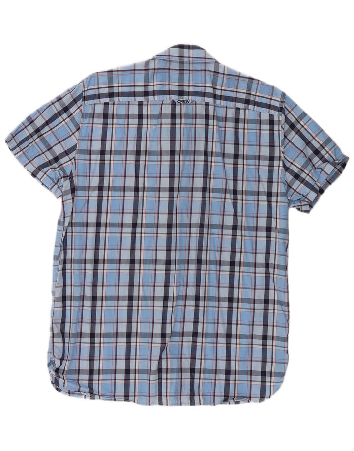 CREW CLOTHING Mens Short Sleeve Shirt Large Blue Check Cotton