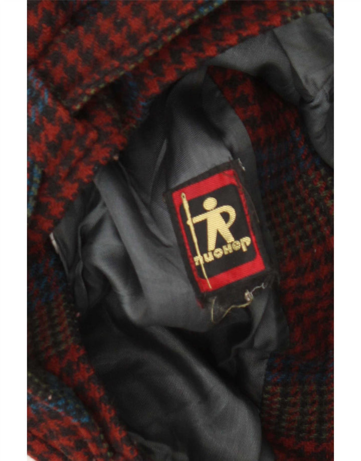 Vintage Womens Bomber Jacket UK 10 Small Red Houndstooth