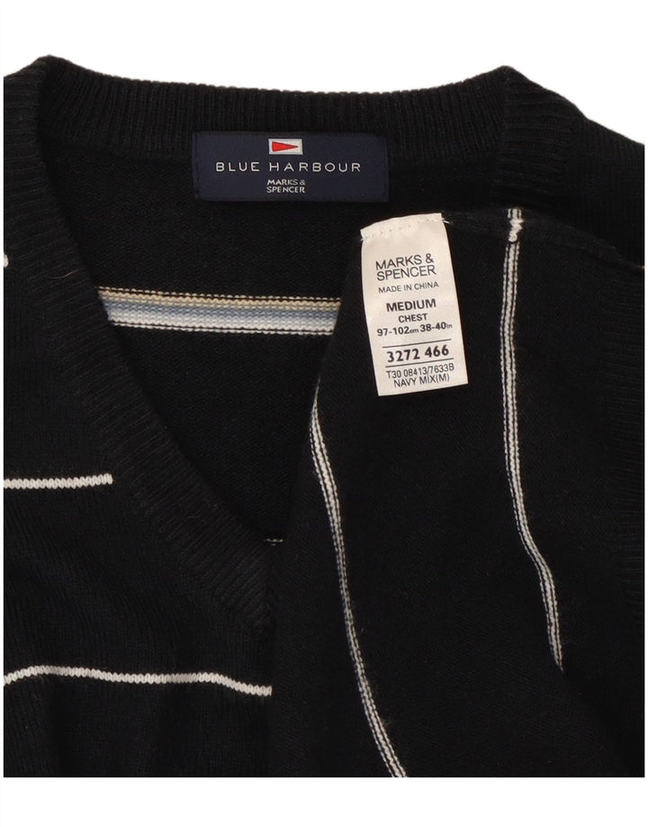 Marks & Spencer Mens Blue Harbour V-Neck Jumper Sweater Medium Navy Blue