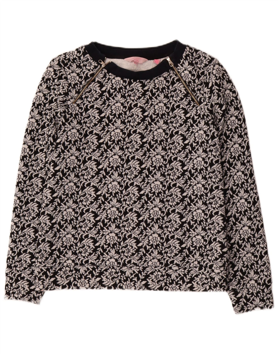 Ted Baker Womens Sweatshirt Jumper Size 2 Small Black Floral Cotton