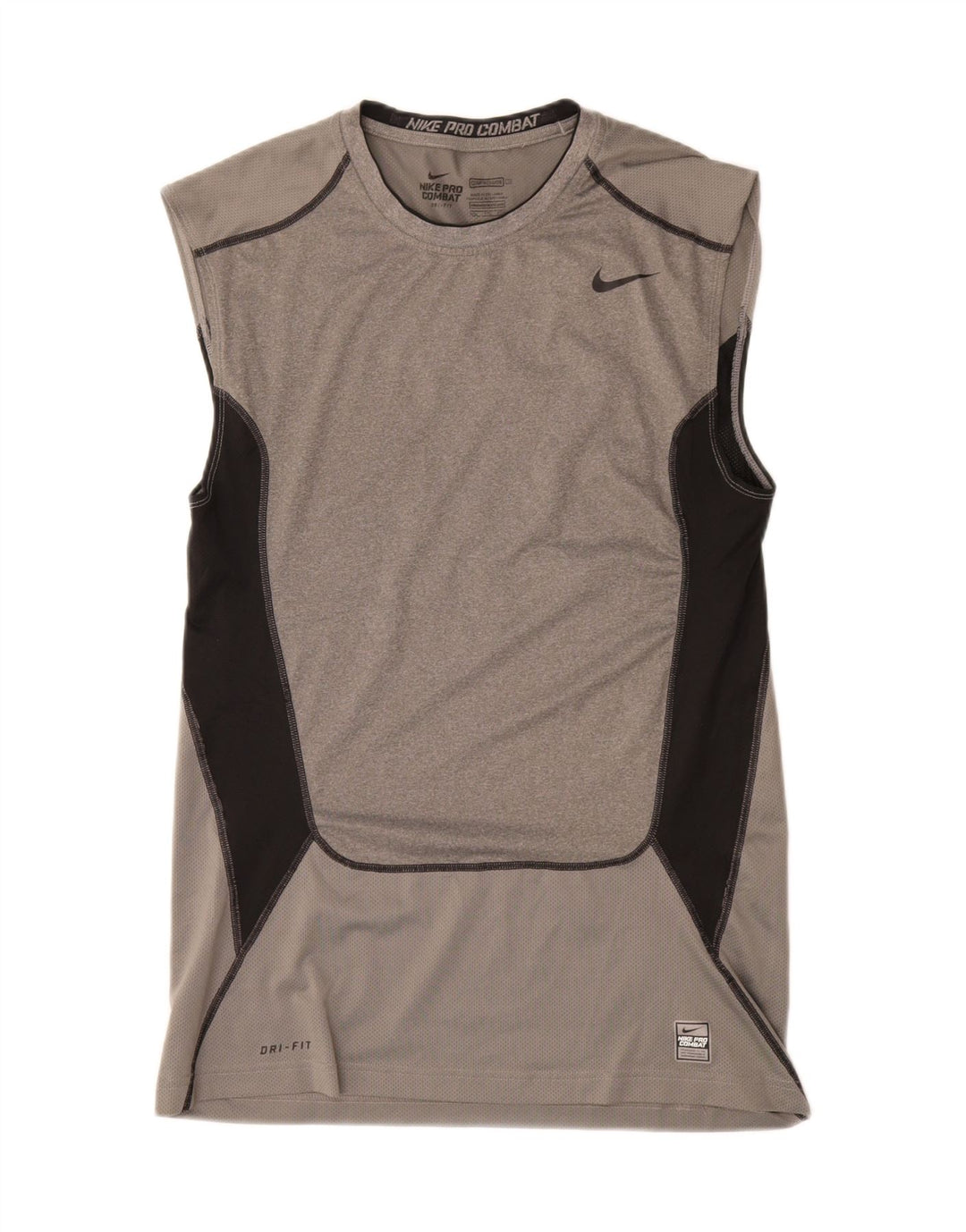 NIKE Mens Compression Vest Top 2XL Grey Colourblock Polyester