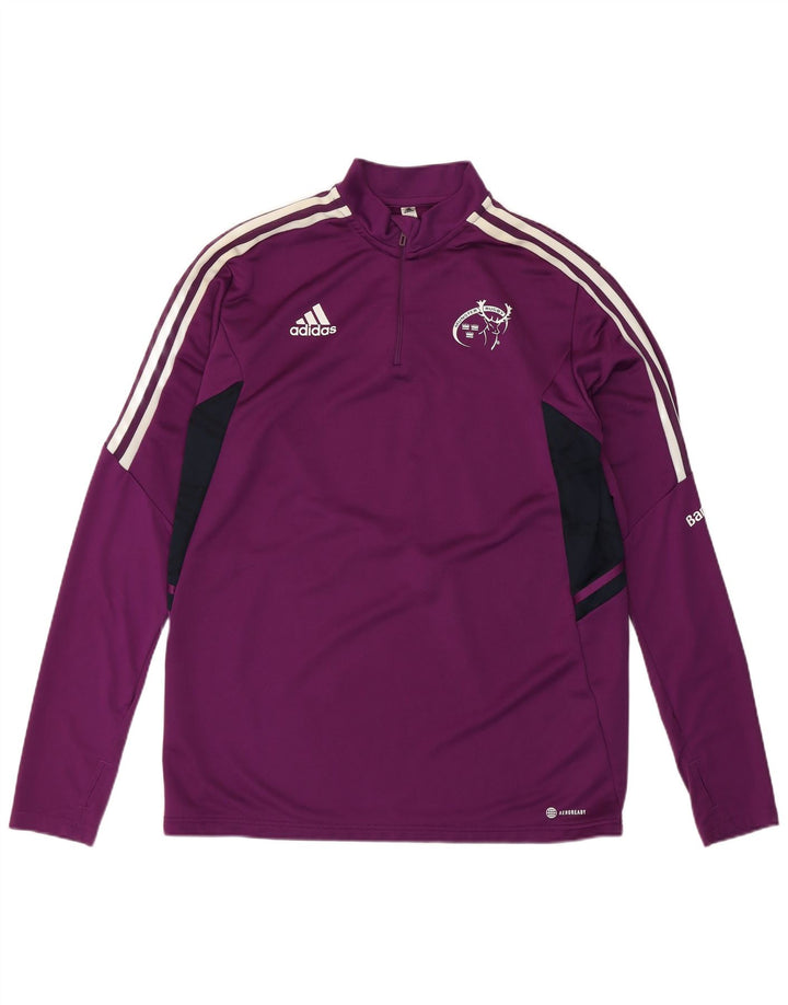 Adidas Mens Munster Rugby Pullover Tracksuit Top Large Purple Colourblock