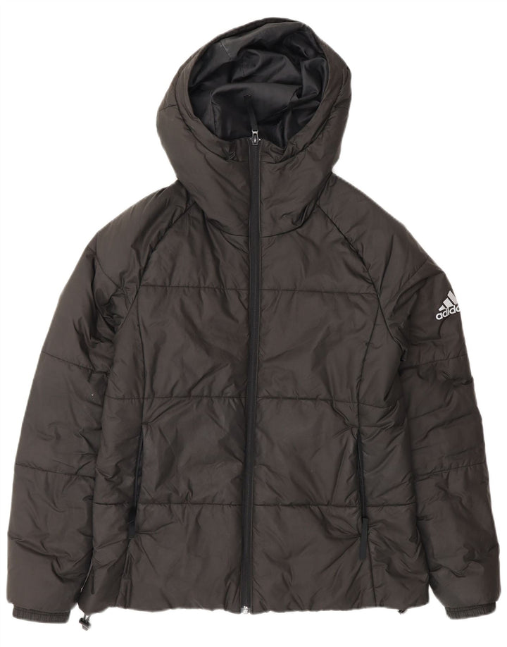 Adidas Womens Hooded Padded Jacket UK 12/14 Medium Black