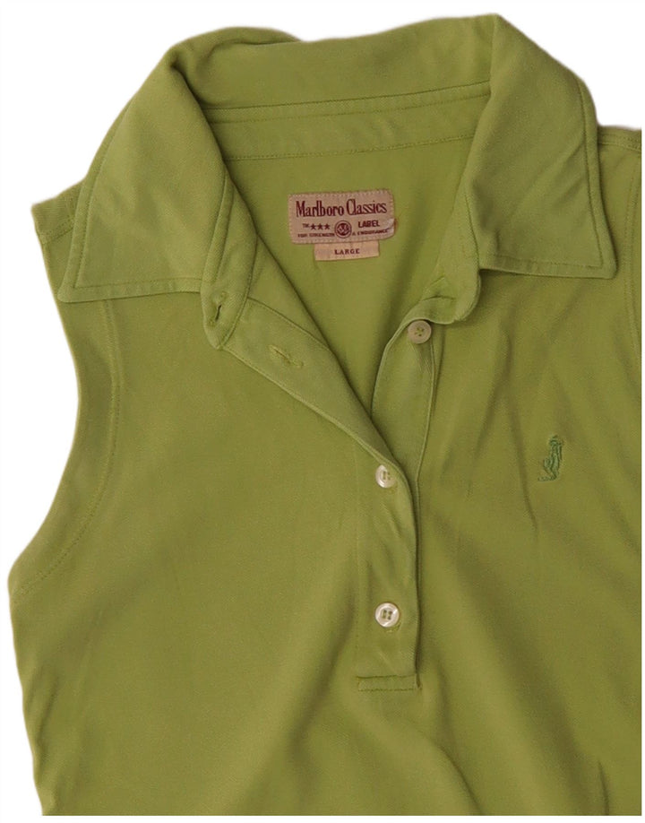 MARLBORO CLASSICS Womens Sleeveless Polo Shirt UK 14 Large Green Cotton