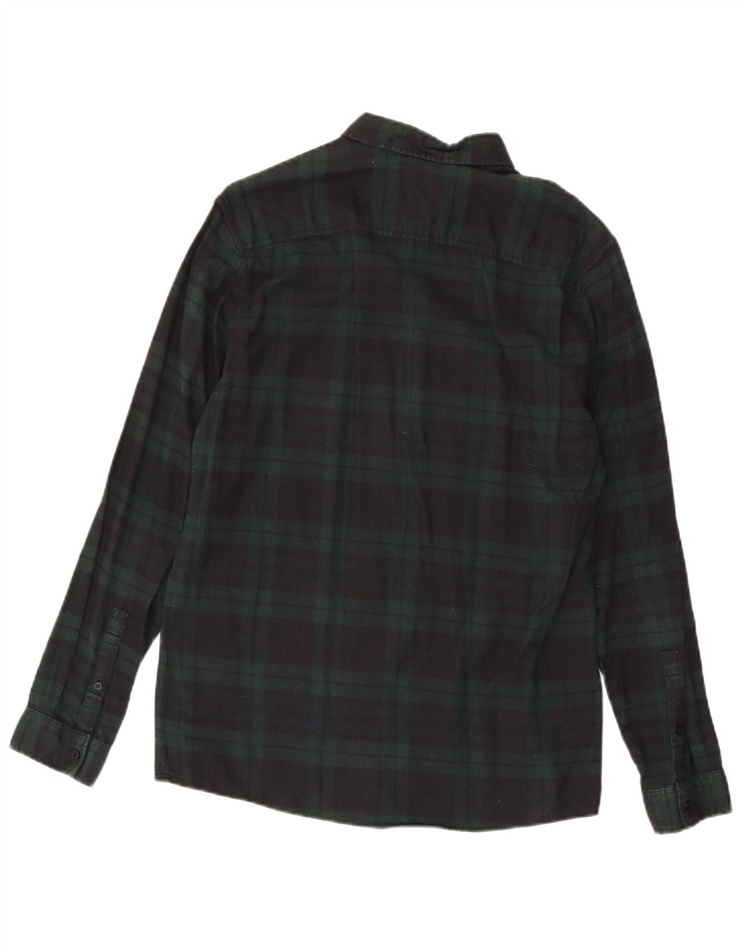 Cos Mens Flannel Shirt Small Green Plaid Cotton