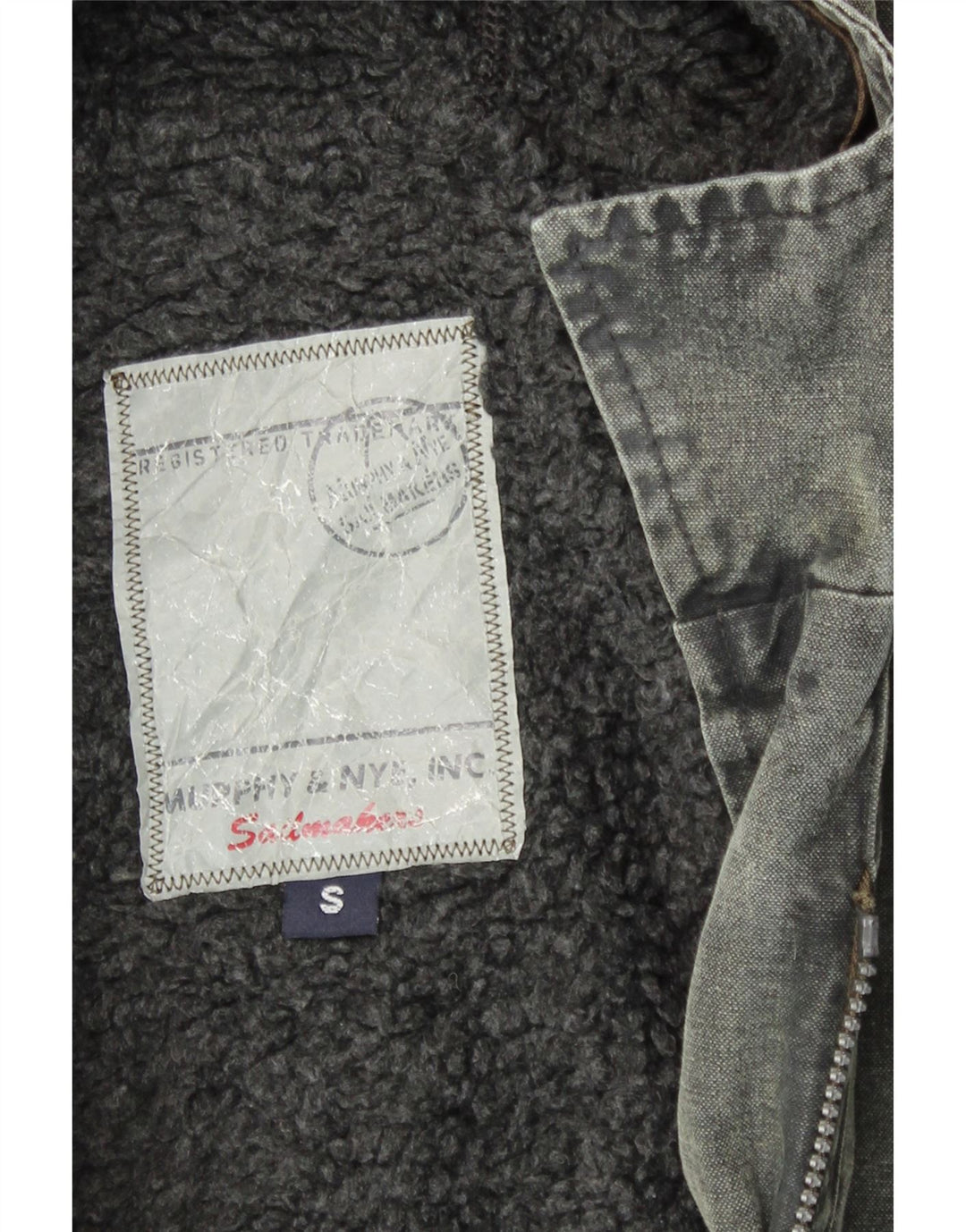 MURPHY & NYE Womens Hooded Sherpa Denim Coat UK 10 Small Grey Polyester Vintage Murphy & Nye and Second-Hand Murphy & Nye from Messina Hembry 
