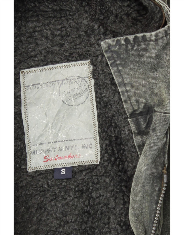 MURPHY & NYE Womens Hooded Sherpa Denim Coat UK 10 Small Grey Polyester Vintage Murphy & Nye and Second-Hand Murphy & Nye from Messina Hembry 