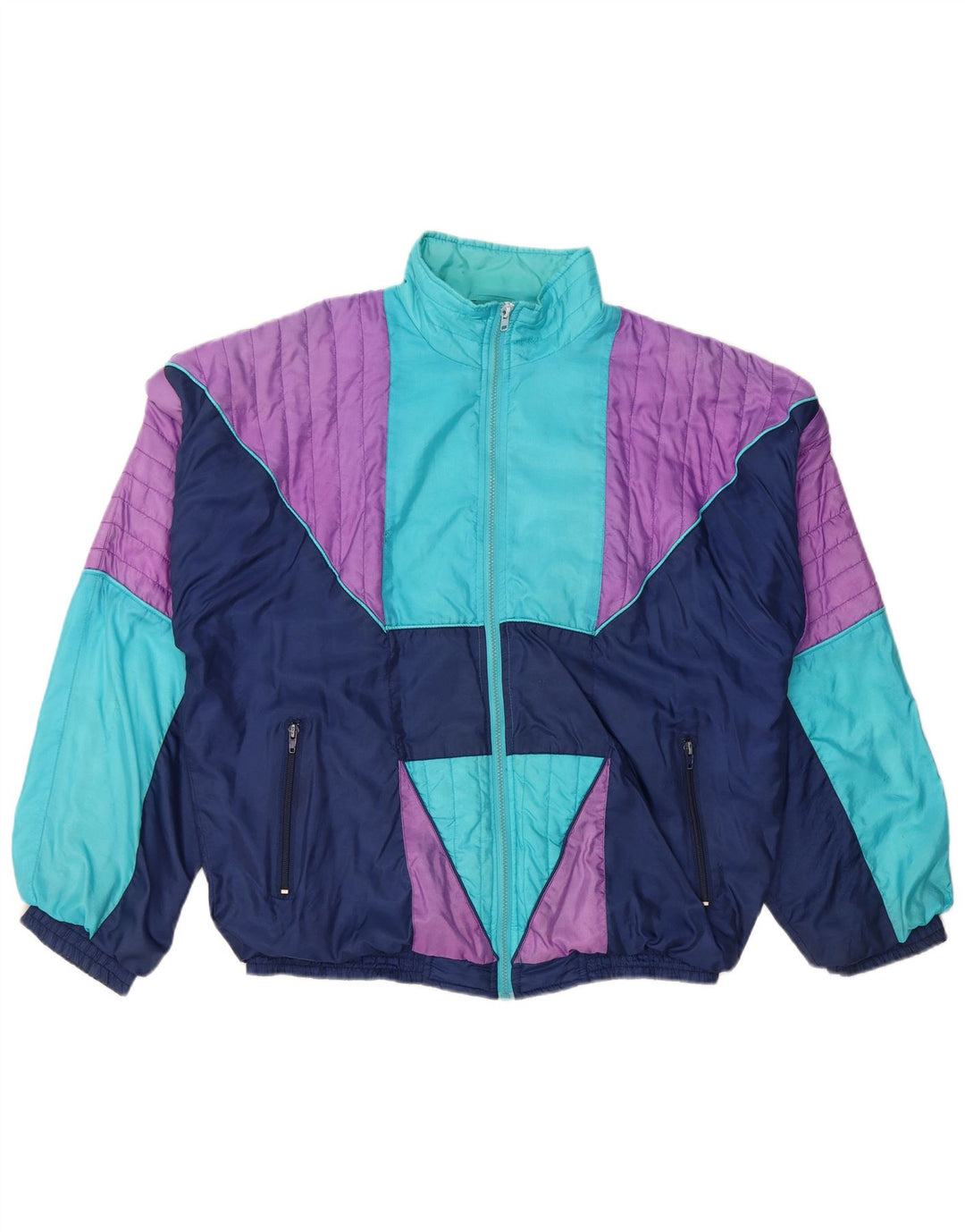 VINTAGE Mens Graphic Tracksuit Top Jacket Medium Multicoloured Colourblock